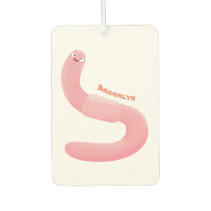 Cute happy pink earthworm cartoon car air freshener