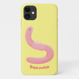 Cute happy pink earthworm cartoon Case-Mate iPhone case