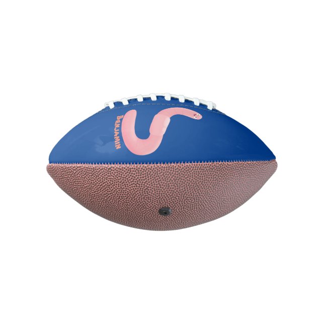 Cute happy pink earthworm cartoon football (Rotated 270)