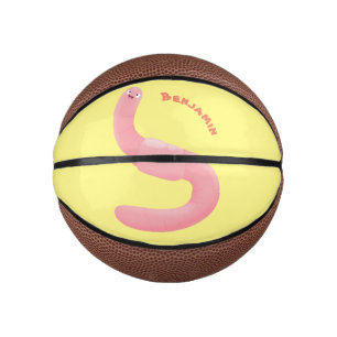 Cute happy pink earthworm cartoon mini basketball
