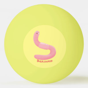 Cute happy pink earthworm cartoon ping pong ball