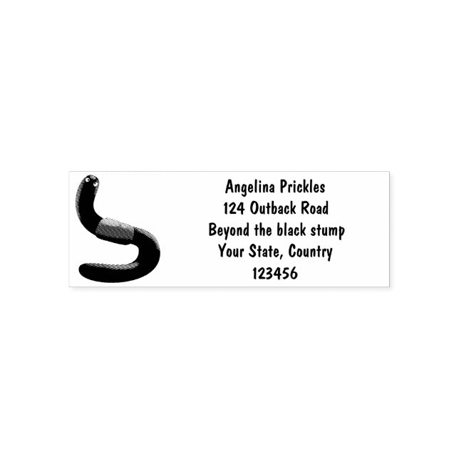Cute happy pink earthworm cartoon self-inking stamp (Design)