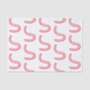 Cute happy pink earthworm cartoon tissue paper