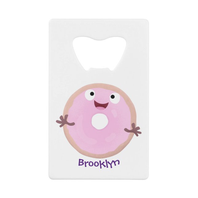 Cute happy pink glazed doughnut cartoon (Front)