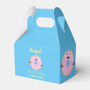Cute happy pink glazed doughnut cartoon  favour box