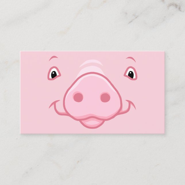 Cute Happy Pink Pig Face Business Card (Front)