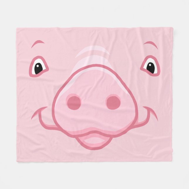 Cute Happy Pink Pig Face Fleece Blanket (Front (Horizontal))