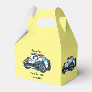 Cute happy police car cartoon illustration favour box