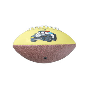 Cute happy police car cartoon illustration football