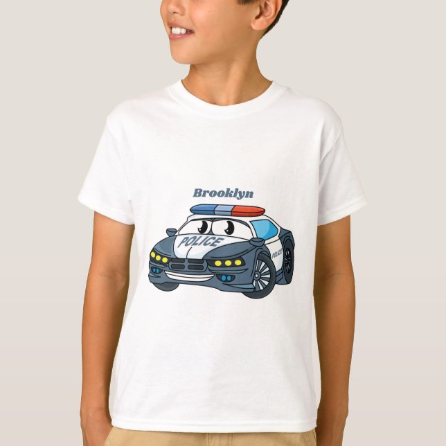 Cute happy police car cartoon illustration T-Shirt (Front)