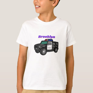Cute happy police car cartoon illustration T-Shirt