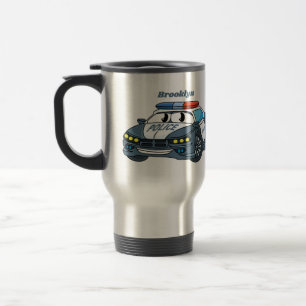 Cute happy police car cartoon illustration travel mug