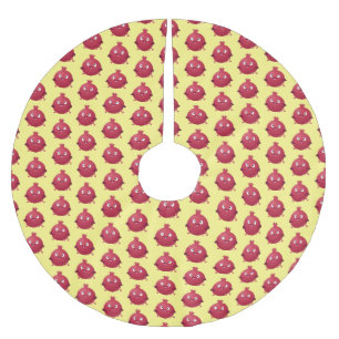 Cute happy pomegranate fruit cartoon brushed polyester tree skirt