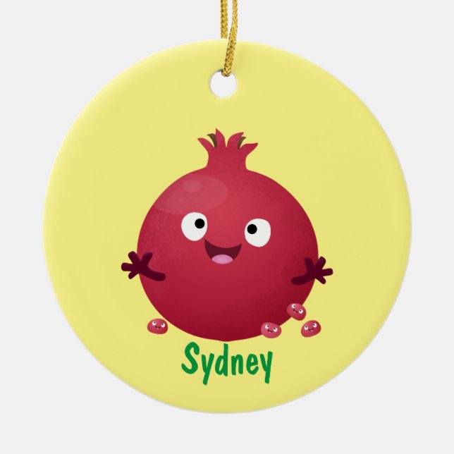 Cute happy pomegranate fruit cartoon ceramic tree decoration (Front)