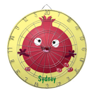 Cute happy pomegranate fruit cartoon dartboard