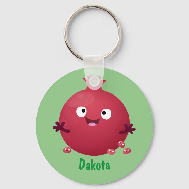 Cute happy pomegranate fruit cartoon keychain (Front)