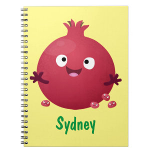 Cute happy pomegranate fruit cartoon notebook