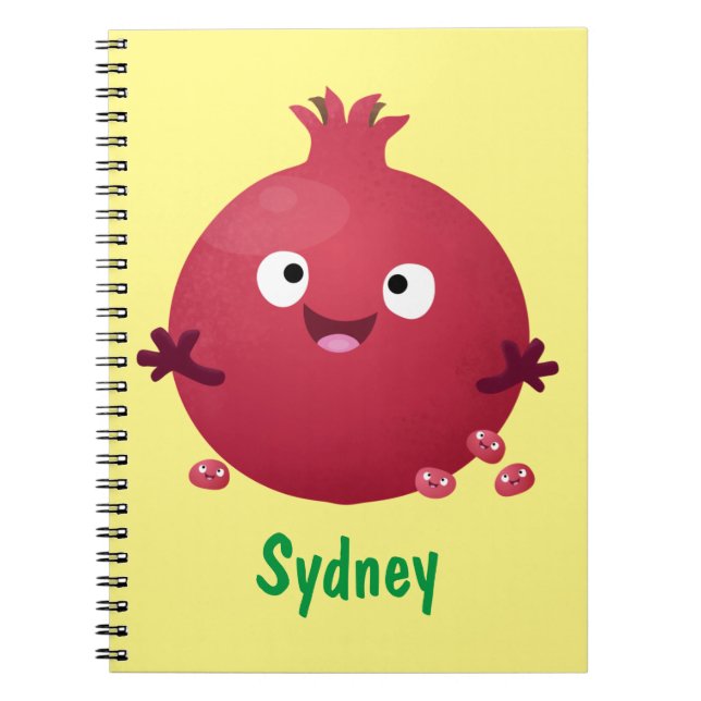 Cute happy pomegranate fruit cartoon notebook (Front)