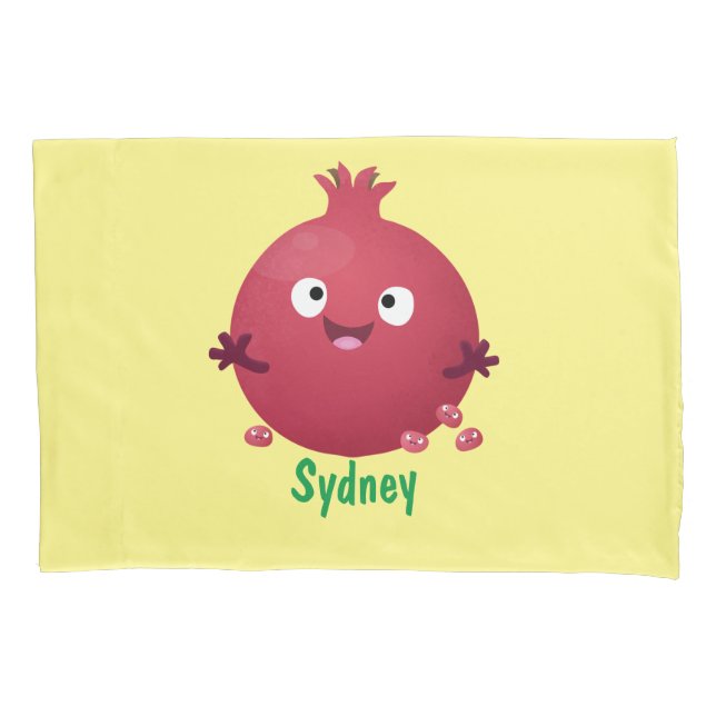 Cute happy pomegranate fruit cartoon pillowcase (Front)