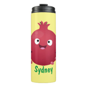 Cute happy pomegranate fruit cartoon thermal tumbler