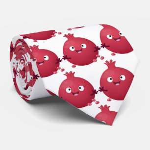 Cute happy pomegranate fruit cartoon tie