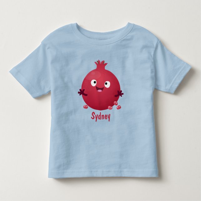 Cute happy pomegranate fruit cartoon toddler T-Shirt (Front)