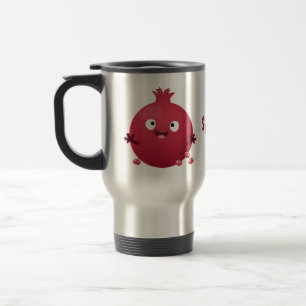 Cute happy pomegranate fruit cartoon travel mug
