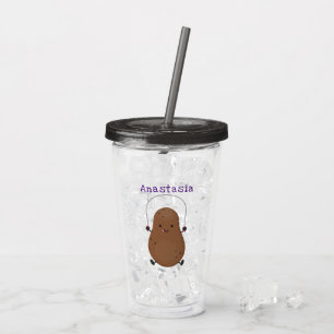Cute happy potato jumping rope cartoon acrylic tumbler