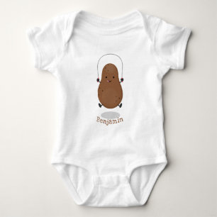 Cute happy potato jumping rope cartoon baby bodysuit
