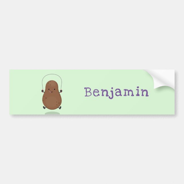 Cute happy potato jumping rope cartoon bumper sticker (Front)