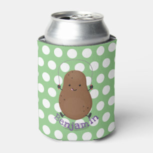 Cute happy potato jumping rope cartoon can cooler