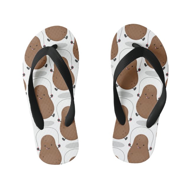 Cute happy potato jumping rope cartoon kid's jandals (Footbed)
