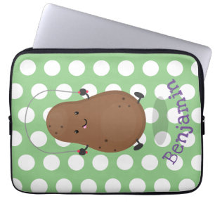 Cute happy potato jumping rope cartoon laptop sleeve