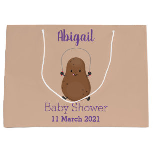 Cute happy potato jumping rope cartoon  large gift bag