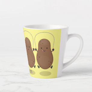 Cute happy potato jumping rope cartoon latte mug