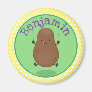 Cute happy potato jumping rope cartoon magnet