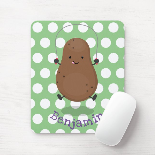 Cute happy potato jumping rope cartoon mouse pad (With Mouse)