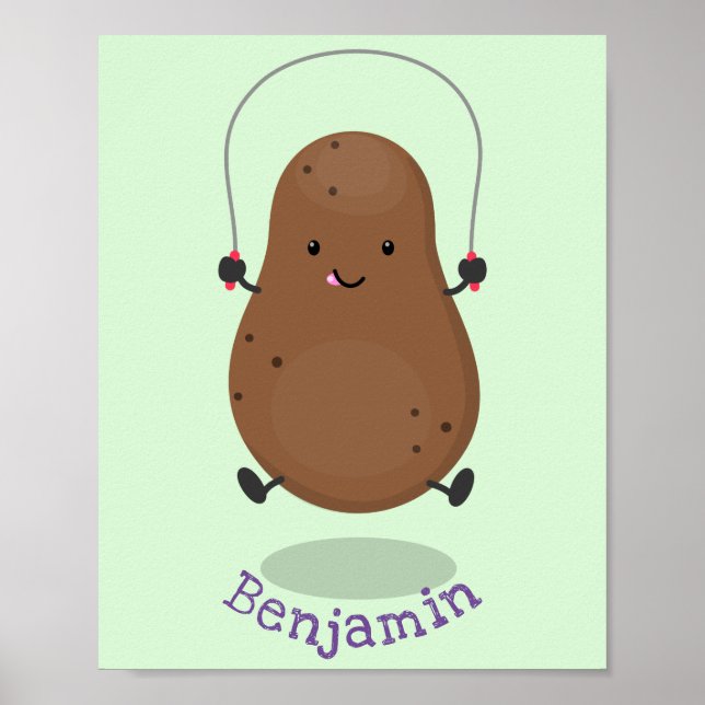 Cute happy potato jumping rope cartoon poster (Front)