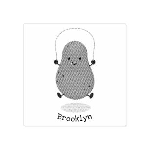 Cute happy potato jumping rope cartoon rubber stamp