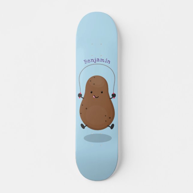 Cute happy potato jumping rope cartoon skateboard (Front)