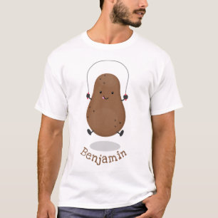 Cute happy potato jumping rope cartoon T-Shirt