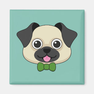 Cute Happy Pug Dog with Papillon Magnet