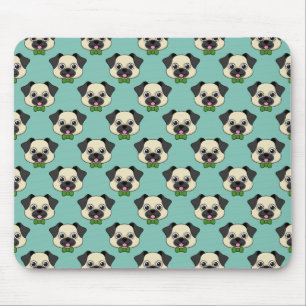 Cute Happy Pug Dog with Papillon Mouse Pad