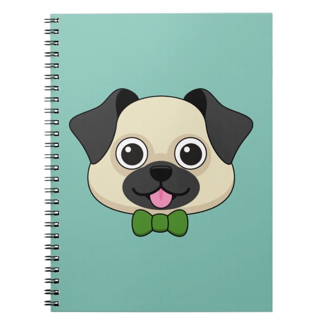 Cute Happy Pug Dog with Papillon Notebook (Front)