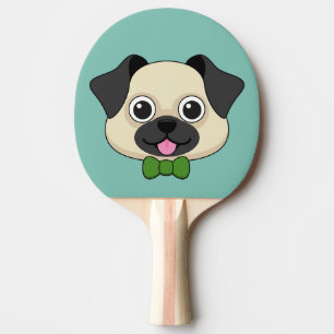 Cute Happy Pug Dog with Papillon Ping Pong Paddle