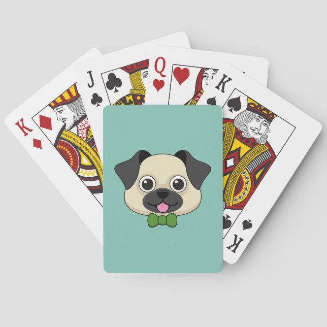 Cute Happy Pug Dog with Papillon Playing Cards (Back)