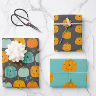 Cute Happy pumpkin Halloween Wrapping Paper Sheet