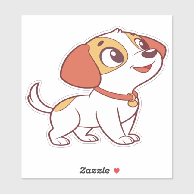 Cute Happy Puppy Cartoon Sticker (Sheet)