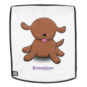 Cute happy puppy dog cartoon illustration backpack