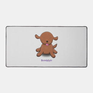Cute happy puppy dog cartoon illustration desk mat